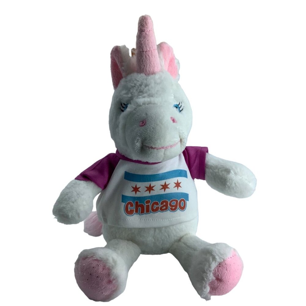 Zoovenir Chicago Zoo Unicorn Stuffed Plush Animal Toy Glitter 9.5" White‎ Pink